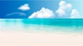 Blue sea with beach and clouds. Maldives vector graphics