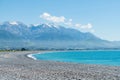 Blue sea beach curved Kaikoura East coast New Zealand Royalty Free Stock Photo