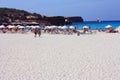 The blue sea and the beautiful beaches of formentera surrounded by arid nature