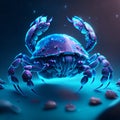 Blue sea crab on a dark background. 3d rendering, 3d illustration. Generative AI Royalty Free Stock Photo