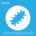 Blue Sea cucumber icon isolated on blue background. Marine food. White circle button. Vector. Royalty Free Stock Photo