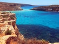 blue sea on the Lampedusa Island in Italy Royalty Free Stock Photo