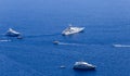 Blue sea and leisure boats seen from from Augustus Gardens