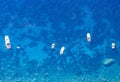 Blue sea and leisure boats seen from the top of Monte Solaro