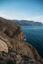 Blue sea and mountain landscape, Rock cliffs and coastline, Crimea