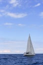 Blue sea with sailboat sailing the ocean Royalty Free Stock Photo