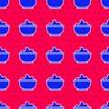 Blue Sea salt in a bowl icon isolated seamless pattern on red background. Vector Illustration Royalty Free Stock Photo