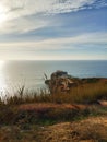 The blue sea with the sky with clouds Royalty Free Stock Photo