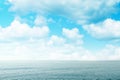 Blue sea and sky with clouds. Concept of world ocean day and conservation of the environment. Copy space Royalty Free Stock Photo