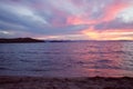 Blue sea, sunset