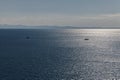 Blue sea with two boats Royalty Free Stock Photo