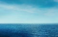 BLUE SEA WATER and blue sky real maritime, beautiful seascape empty ocean Royalty Free Stock Photo