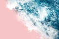 Blue sea wave water on pink white background Beautiful Tropical Empty Beach and Sea Waves Seen top view template