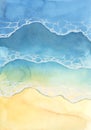 Sea wave water. Abstract Watercolor and acrylic flow blot smear painting. Color canvas texture background Royalty Free Stock Photo