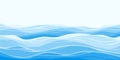 Blue Sea Waves. Water abstract background in cartoon flat stlye. Royalty Free Stock Photo
