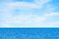 Blue sea and white clouds on sky. Water cloud horizon background Feeling calm, cool, relaxing, ocean Royalty Free Stock Photo