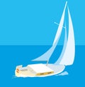 Blue sea with yachts. Vector flat Illustration Royalty Free Stock Photo