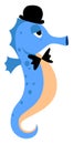 Blue seahorse, illustration, vector