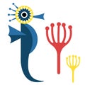Blue seahorse illustration on white background