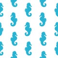 Blue seahorse seamless pattern simple