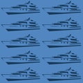 Blue seamless background with yachts.