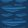 Blue seamless background with yachts.