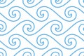 Blue seamless curly waves pattern vector illustration Royalty Free Stock Photo
