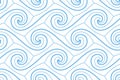 Blue seamless curly waves pattern vector illustration Royalty Free Stock Photo