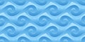 Blue seamless curly waves pattern vector illustration Royalty Free Stock Photo