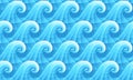 Blue seamless curly waves pattern vector illustration Royalty Free Stock Photo