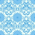 Blue seamless floral damask Wallpaper