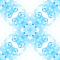 Blue seamless pattern. Appealing delicate soap bubbles. Lace hand drawn textile ornament. Kaleidosco