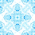 Blue seamless pattern. Appealing delicate soap bubbles. Lace hand drawn textile ornament. Kaleidosco