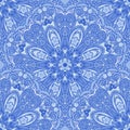 Blue seamless pattern of circular ornaments. Floral and berry background in the style of Chinese painting on porcelain. Royalty Free Stock Photo