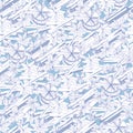 Blue seamless pattern with a contour white spices. Cinnamon sticks, anise stars and orange slices. Vecton sketch Royalty Free Stock Photo