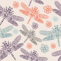 Blue seamless pattern dragonflies for kids room, design, posters, wallpapers, fabric, textile, wrapping paper, curtains Royalty Free Stock Photo