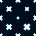 Blue seamless pattern made with shinning cross. Dark background. Vector illustration. Royalty Free Stock Photo