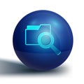 Blue Search concept with folder icon isolated on white background. Magnifying glass and document. Data and information Royalty Free Stock Photo