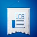 Blue Search job icon isolated on blue background. Recruitment or selection concept. Human resource and recruitment for