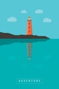 blue seascape adventure lighthouse by the ocean Royalty Free Stock Photo
