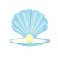 Blue seashell with pearl