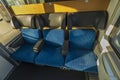 Blue seat compartment in fast expres train in Czech republic Royalty Free Stock Photo