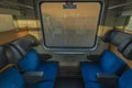 Blue seat compartment in fast expres train in Czech republic Royalty Free Stock Photo