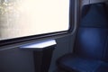 Blue seat in modern European train