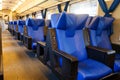 Blue seats in train Royalty Free Stock Photo