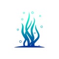 Blue Seaweed Icon Vector Logo Template