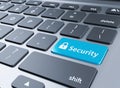 Blue security button on the keyboard.3d illustration Royalty Free Stock Photo