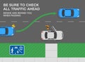 Blue sedan car passing white car on road. Be sure to check all traffic ahead before overtake in residential area.