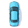 Blue sedan semi flat RGB color vector illustration Royalty Free Stock Photo