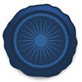 Blue wax stamp with Ashoka Chakra symbol inside, Vector illustration